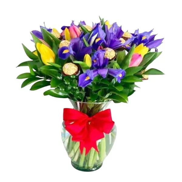 Tulipanes con Chocolates e Iris