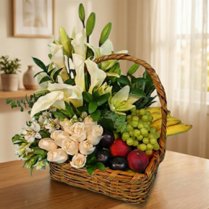 Canasta Frutal Floral Blanca Premium