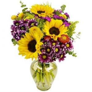 Jarrón con girasoles