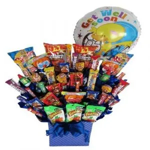 Arreglo con chocolates y globo recupérate pronto