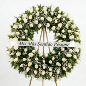 Corona Fúnebre de 75 Rosas Blancas