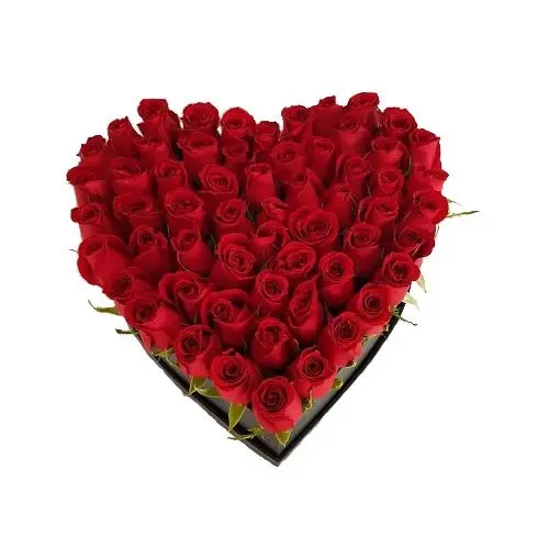 Caja corazón con 50 rosas - Imagen 2