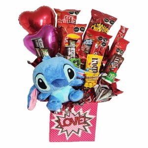 arreglo con chocolates y globos