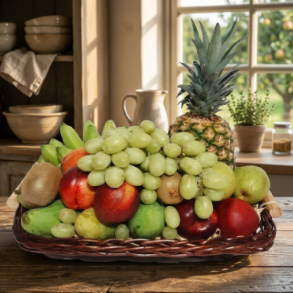 Canasta con frutas de temporada