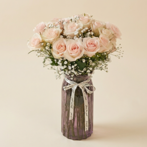 Jarrón con Mini Rosas Rosas